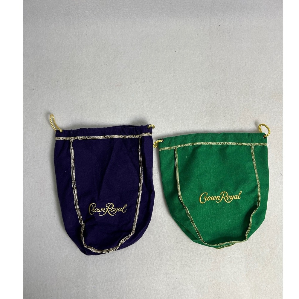 Collectible Barware‎ Crown Royal OS Purple Green Drawstring Storage Bags 2pk